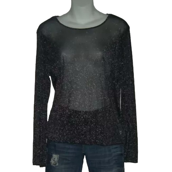 Victorias Secret Blouse Black Sheer Cyberpunk Futuristic Mesh Goth alt egirl y2k - Picture 1 of 9